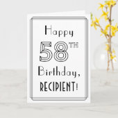 幸せな58誕生日、アールデコスタイル(名前をカスタムする付き) カード (黄色い花)