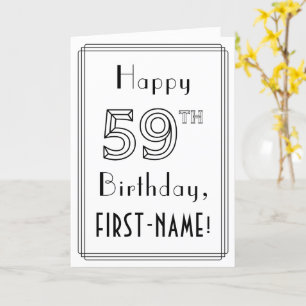 幸せな59誕生日、アールデコスタイル(名前をカスタムする付き) カード