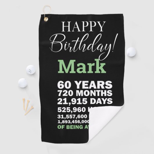 幸せな60番目の誕生日マーク60年の存在素晴らし ゴルフタオル (インサイチュ)
