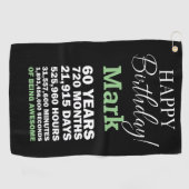 幸せな60番目の誕生日マーク60年の存在素晴らし ゴルフタオル (横)