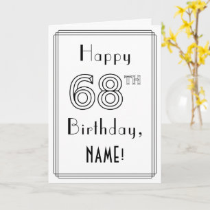 幸せな68誕生日、アールデコスタイル(名前をカスタムする付き) カード