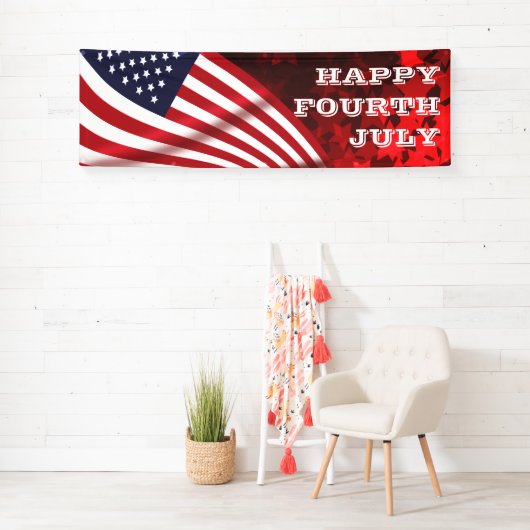 幸せな7月の第4米国旗の星明かりの背景 横断幕 (インサイチュ)