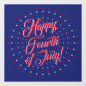 幸せな7月4日スクリプト赤い白い海軍の星 ウィンドウサイン (シート)