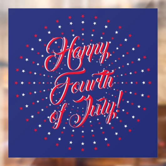 幸せな7月4日スクリプト赤い白い海軍の星 ウィンドウサイン (シート2)