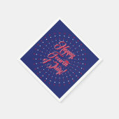 幸せな7月4日スクリプト赤い白い海軍の星 スタンダードカクテルナプキン (角)