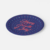 幸せな7月4日スクリプト赤い白い海軍の星 ペーパープレート (アングル)