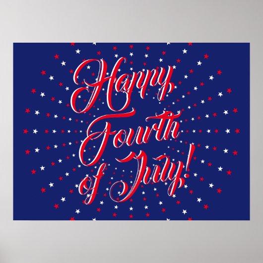 幸せな7月4日スクリプト赤い白い海軍の星 ポスター (正面)