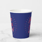 幸せな7月4日スクリプト赤い白い海軍の星 紙コップ (左)