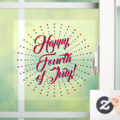 幸せな7月4日スクリプト赤い青色の星 ウィンドウサイン (ホーム)