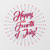 幸せな7月4日スクリプト赤い青色の星 ウィンドウサイン (シート)