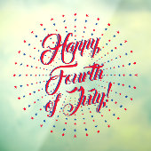 幸せな7月4日スクリプト赤い青色の星 ウィンドウサイン (シート3)