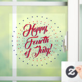 幸せな7月4日スクリプト赤と青の星 ウィンドウサイン (ホーム)