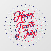 幸せな7月4日スクリプト赤と青の星 ウィンドウサイン (シート)