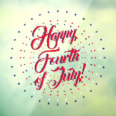 幸せな7月4日スクリプト赤と青の星 ウィンドウサイン (シート3)