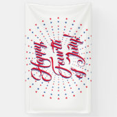 幸せな7月4日スクリプト赤と青の星 横断幕 (縦)