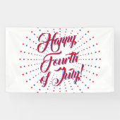 幸せな7月4日スクリプト赤と青の星 横断幕 (横)