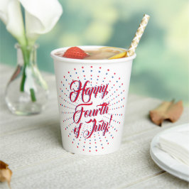 幸せな7月4日スクリプト赤と青の星 紙コップ