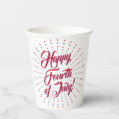幸せな7月4日スクリプト赤と青の星 紙コップ (正面)