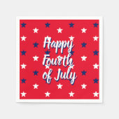 幸せな7月4日スクリプト赤白青星 スタンダードカクテルナプキン (正面)