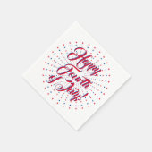 幸せな7月4日赤白青星の花火 スタンダードカクテルナプキン (角)