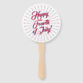 幸せな7月4日赤白青星の花火 ハンドファン (裏面)