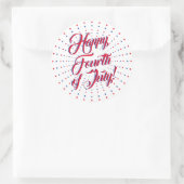 幸せな7月4日赤白青星の花火 ラウンドシール (バッグ)