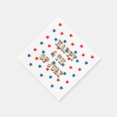 幸せな7月4日金ゴールド赤白青星 スタンダードカクテルナプキン (角)