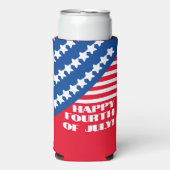 「幸せな7月4日」 おもしろい引用文。夏のパーティー スリム缶クーラー (Seltzer正面)