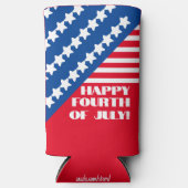 「幸せな7月4日」 おもしろい引用文。夏のパーティー スリム缶クーラー (正面)