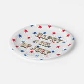 幸せな7月4日、金ゴールド赤白青星 ペーパープレート (アングル)