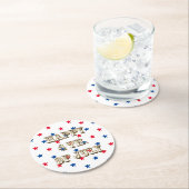 幸せな7月4日、金ゴールド、赤白青星 ラウンドペーパーコースター (インサイチュ)