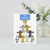 幸せな70誕生日の猫たち ポストカード (スタンド正面)