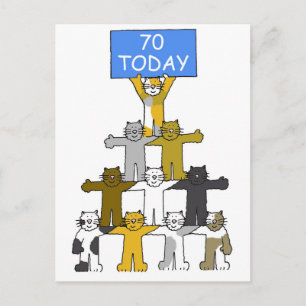 幸せな70誕生日の猫たち ポストカード