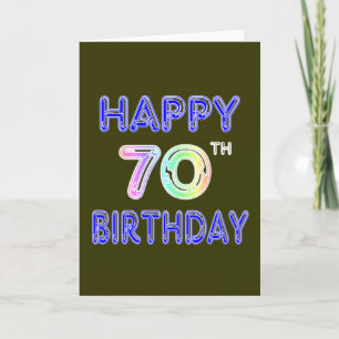 幸せな70誕生日ギフトinバルーンフォント カード