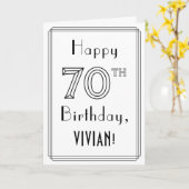 幸せな70誕生日、アールデコスタイル(名前をカスタムする付き) カード (黄色い花)