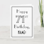 幸せな71st誕生日、アールデコスタイル(名前をカスタムする付き) カード (正面)