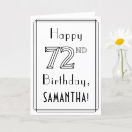 幸せな72番目の誕生日、アールデコスタイルと名前をカスタムする カード