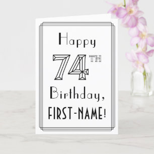 幸せな74番目の誕生日、アールデコスタイルと名前をカスタムする カード