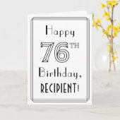 幸せな76番目の誕生日、アールデコスタイル(名前をカスタムする付き) カード (黄色い花)