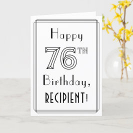 幸せな76番目の誕生日、アールデコスタイル(名前をカスタムする付き) カード