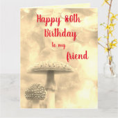 幸せな80番目の誕生日の友人 カード (黄色い花)