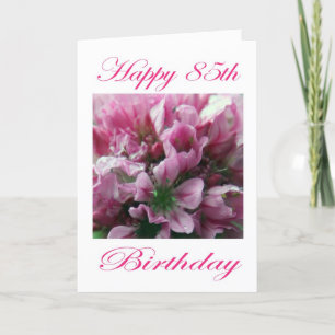 幸せな85th誕生日のピンクおよび緑の花 カード