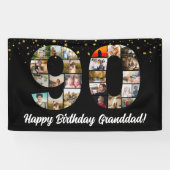 幸せな90歳の誕生日フォトコラージュ祖父母 横断幕 (横)