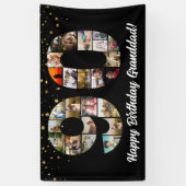 幸せな90歳の誕生日フォトコラージュ祖父母 横断幕 (縦)