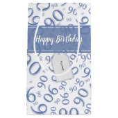 幸せな90番目の乱数パターンブルー/ホワイト スモールペーパーバッグ (正面)