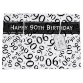 幸せな90番目の乱数パターン黒/白 ラージペーパーバッグ (正面)