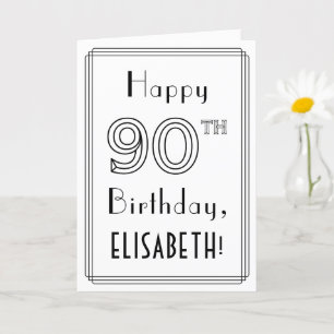幸せな90誕生日、アールデコスタイル(名前をカスタムする付き) カード