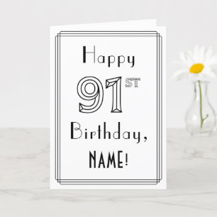 幸せな91st誕生日、アールデコスタイル(名前をカスタムする付き) カード
