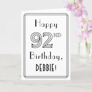 幸せな92番目の誕生日、アールデコスタイルと名前をカスタムする カード