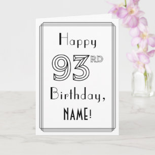 幸せな93番目の誕生日、アールデコスタイルと名前をカスタムする カード